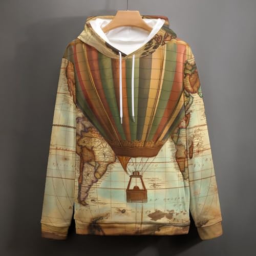 Sweat à capuche montgolfière manches longues hoodie sweatshirt pullover S