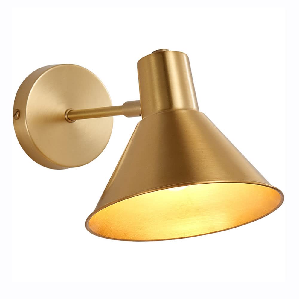 Mosiężna lampa ścienna do sypialni oświetlenie wewnętrzne lampka do czytania nowoczesna miedziana oprawa ścienna E27 zagłówek lampy do salonu, sypialni, gabinetu, przedpokoju