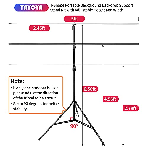 Yayoya Black White Backdrop Screen With Stand Kit 5X6.5Ft For Photo Video Studio, 2-In-1 Revisible Black Backdrop White Screen With T-Shaped Photography Background Support Stand And 5 Backdrop Clamps #TOP1