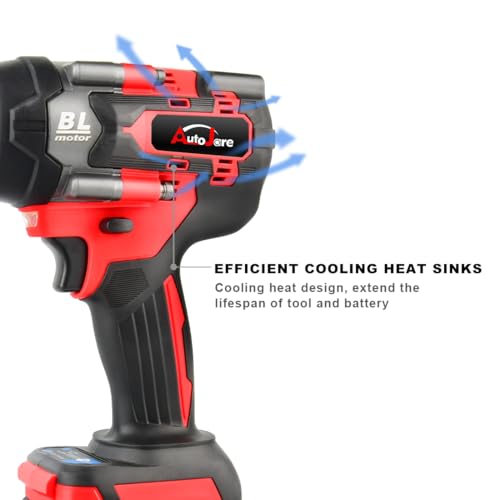 AUTOJARE Cordless Impact Wrench Kit 1/2 inch,Electric Powerful Brushless Motor 20V Max Rechargeable Lithium-Ion Battery with Charger 6pcs Sockets Cordless Wrench Kit
