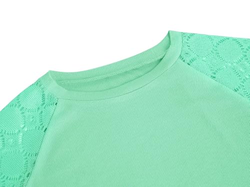 Image of Apbondy Girls Long Sleeve Shirts Lace Crewneck Blouses 5-14 Years