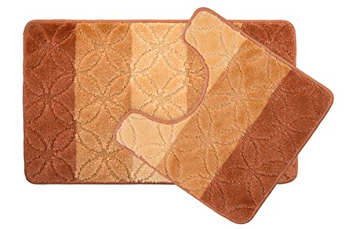 Emma Barclay Halo Badematte/Badematte 45 x 75 cm/Sockel 45 x 45 cm, Orange, gestreift, 2-teilig