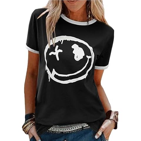 Lonya Women's Summer Smile Face T-Shirt Cover