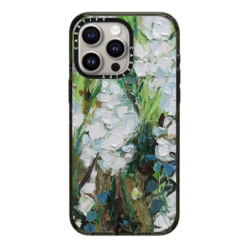 Coque iPhone 15 Pro Max CASETiFY Impact fleurs sauvages noires protection 2.5m