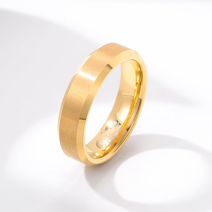 4mm 6mm 8mm Tungsten Carbide Wedding Band Ring For Men Women-Available in Black,Gold and Silver Matte Finish&Polished Beveled Edges Comfort Fit Size 5-12 - Image 5