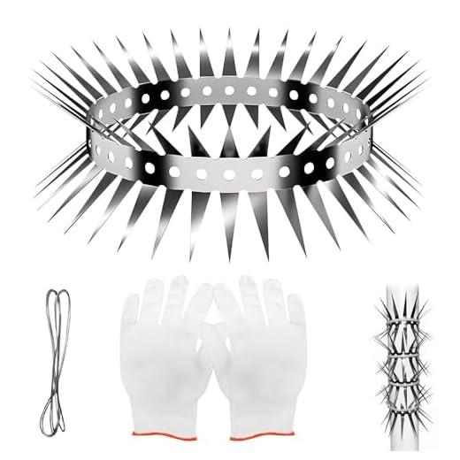 IXYHKB Cinturón Repelente de Gatos, Repelente de Mapaches, Protección contra Martas con Guantes Protectores, Cinturón Repelente de Martas para Bajantes de Casa, Canalones y Árboles, 100 cm