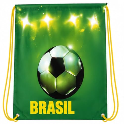 Bolsa Brasil com Cordão Mochila Saco Esportiva Material Leve Resistente para Academia Escola Futebol e Passeios