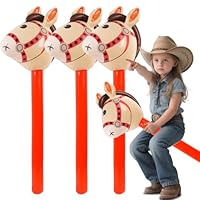 RNHDLY Aufblasbares Pferd 3 Stück Aufblasbares Stabpferd, Steckenpferd Kinder, Aufblasbare Pferdekopfstäbe Aufblasbare Party Props für Pferde-Motto-Geburtstagsfeier, Dekoration, Requisiten