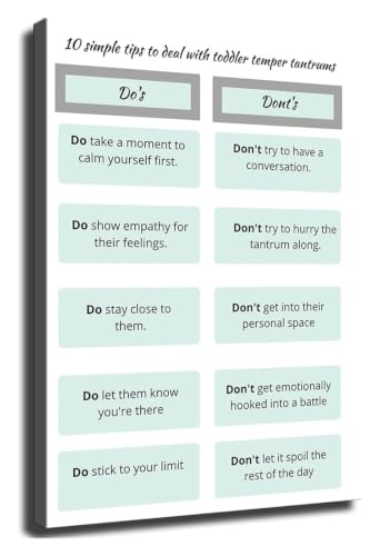 Parenting Toddler Tantrum Tips Poster Behavior Chart for Emotional Regulation Nursery Playroom Wall-Art(Framed,16x24inch(40x60cm