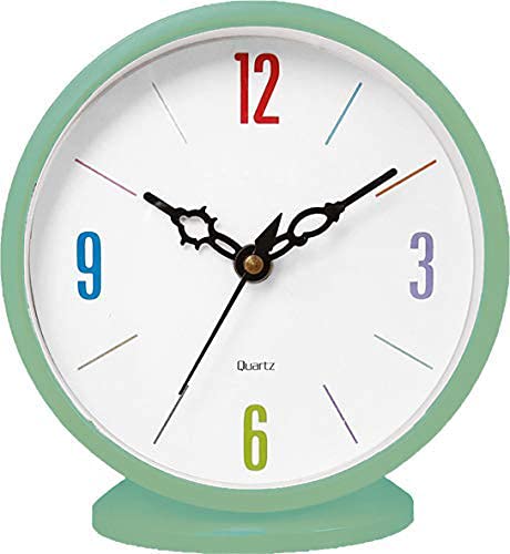 Image of Multi color digit, green frame round Plastic Case Value Added Round Analogue Wall & Table Clock