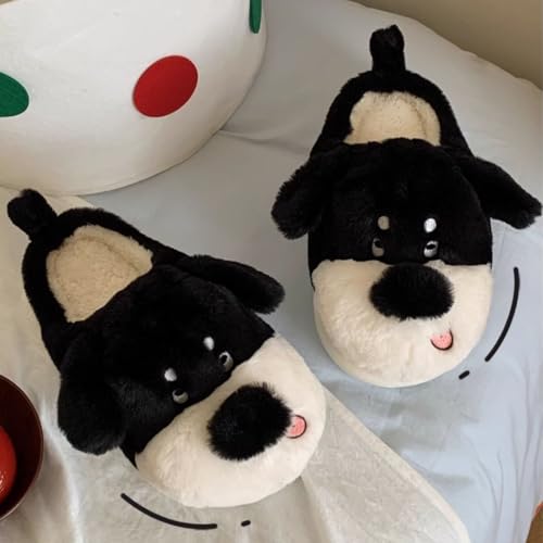 Cute Dog Animal Funny Fuzzy Plush Slippers for Women Men,Novelty Cozy Warm Comfy Puppy Memory Foam Slip on Home Shoes Indoor and Outdoor2