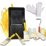 [Incluye] kit para pintar de brochas y rodillos de decoracion hogar compuesto por 3 brochas pintura (25mm, 38mm y 50mm), rodillo pintura con 6 recambios (3 rodillo antigoteo para pintar y 3 rodillos espuma), bandeja con descarga y un par de guantes