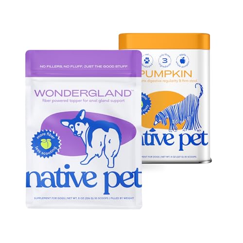 Native Pet WonderGland Anal Gland Treatment (30 Scoops) & Pumpkin Powder for Dogs (30 Scoops) - Prevent Scooting with All-Natural Organic Fiber for Dogs, Digestive & Gut Health Support