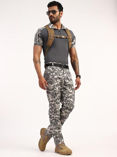 Image of MOUNTMILLER Men's Short Sleeve Ripstop Tactical Polo T-Shirt | Anti-Odor | Moisture-Wicking | UV Protective| Ideal for Hiking & Trekking, Outdoor