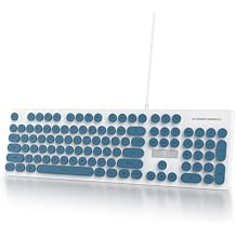 Wired Retro Computer Keyboard, Quiet Typewriter Keyboard, Blue Cute Keyboards Light up with Round Keycaps, LED Backlit,104-key for PC, LaptopBlue