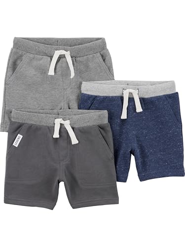 Simple Joys by Carter's baby-boys Multi-pack Knit Shorts, Navy Heather/Charcoal Heather/Grey, 6-9 Months