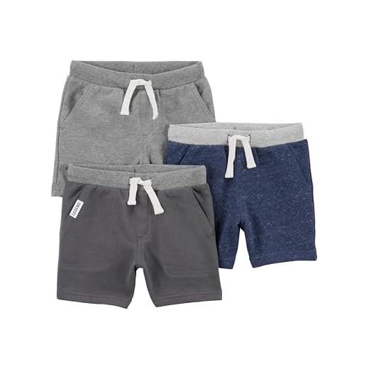 Simple Joys by Carter's baby-boys Multi-pack Knit Shorts, Navy Heather/Charcoal Heather/Grey, 2T