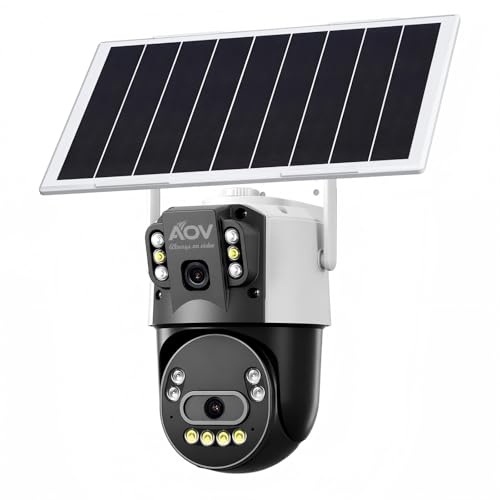 JideTech 6MP Dual Lens Solar Security WiFi Camera Outdoor, AOV Always-On Recording, PTZ 320° Pan 90° Tilt, 8W Solar Panel & 16000mAh Battery, Full Color Night Vision,Humanoid Automatic Tracking