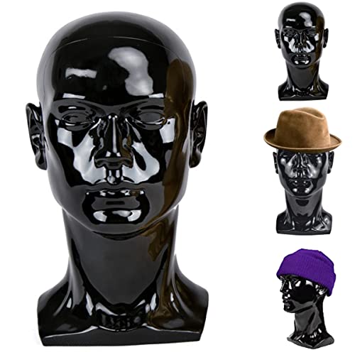 Frisierkopf / Übungskopf für Herren, für Hüte, Perücken, Brillen, Headset, Schmuck, Schwarz Cover