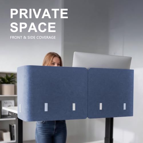 Image of Desk Privacy Panel,2PCS L-Shaped Clamp-On Office Desk Divider,2-in-1 Acoustic Desktop Partition Or Under Desk Modesty Panel,for Office,Home,Felt (Dark Blue /Light Blue, 47.2 inch x 18.7 inch)