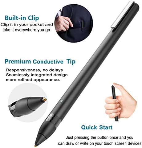 Kenkor Active Stylus Pen for iPad, Android, iOS, Stylus Pen for iPad/iPad Pro/Air/Mini/iPhone/Cellphone/Samsung/Tablet Writing & Drawing pencils, 1.4mm Fine Point Rechargeable Digital Tablets Pen