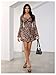 MakeMeChic Women's Leopard Print Dress Bell SleeveLace Trim Sweetheart Short Dresses Cheetah Print Dresses Multicolor Medium