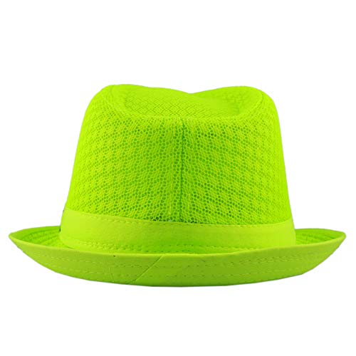 The Hat Depot Light Weight Classic Soft Cool Mesh Crushable Fedora Hat (L/Xl, Lime) #TOP4