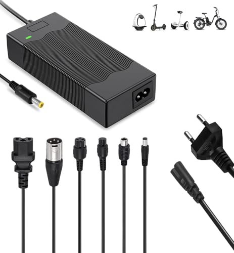 Chargeur de Trotinette Électrique 42V 2A (avec 6 Connecteurs), Compatible avec Hoverboard,Ninebot,Xiaomi, Vélo électrique, Adaptateur d'alimentation pour...