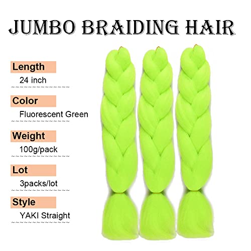 Wome Jumbo Braiding Hair Extensions 24 Inch High Temperature Synthetic Fiber Hair Extension For Box Braids Crochet Braids Braiding Hair(Green,24",100G/Pcs) #TOP2