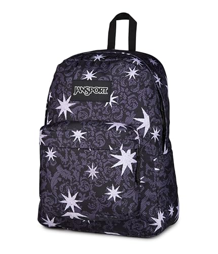 Image of JanSport SuperBreak Plus Backpack with Padded 15-inch Laptop Sleeve and Integrated Bottle Pocket - Spacious and Durable Daypack for Work and Travel, Castle Tapesty Black /Charcoal /Silver