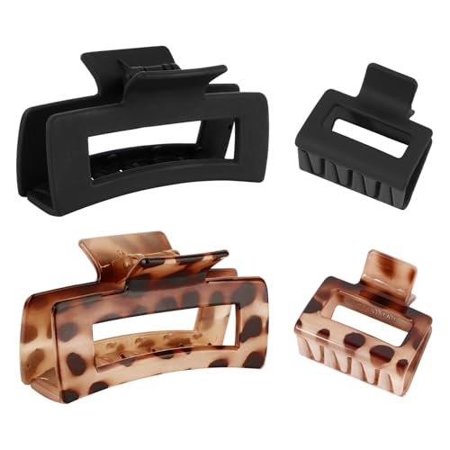 BOOMTOP 4pcs Pinza Pelo Mujer Grande/Pequeña, Pinza Pelo Antideslizante, Garra Pelo Mujer, Agarre Mujer Pelo Grande, Clips Pelo Pequeños, Accesorios Peinado Mujer Niñas, 2 Colores, 10.5cm/ 5cm