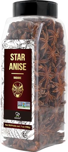 Soeos Star Anise Seeds 6oz (170g), Non-GMO Verified, Great for Baking and Tea, Anis Estrella, Whole Chinese Star Anise Pods, Dried Anise Star Spice