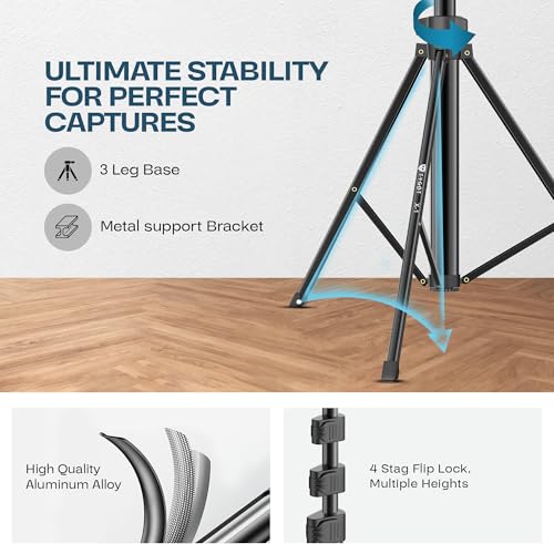 Image of Tygot X-1 67 Inch (170cm) Aluminium Tripod with Bluetooth Remote, Mobile Holder, Phone Stand for Ring Light, GoPro & Camera, Light Stand for Video Recording, Shooting, Streaming, Reels, YouTube