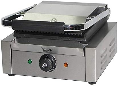 Davlex Panini Press Machine, Pannini, Maker, Commercial Contact Grill, Electric Hotplate, Top Ribbed Griddle Effect Toaster
