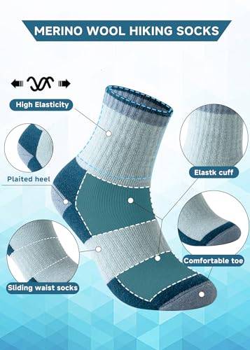 Sports Crew Socks 4 Pack Moisture-Wicking Cushioned Heel High Elasticity for Hiking, Cycling, Running3
