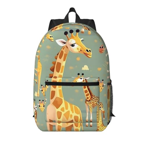 Sac à dos de voyage 43 cm grand compartiment à poche imprimé girafe sauvage noir confortable