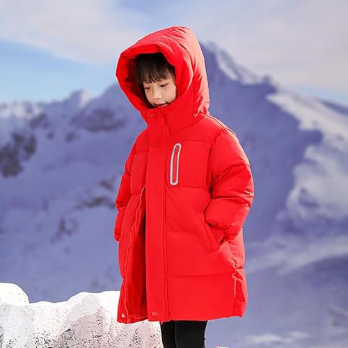 Boys Girls Snow Coats Reflective Thickened Padded Hooded Warm Winter Long Jackets Outdoor Overcoat 4-14 Years3