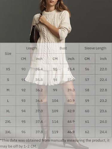 Women Crewneck Cable Knit Sweater Mini Dress, Fall Long Sleeve Sweater Dress Plus Size for Women2