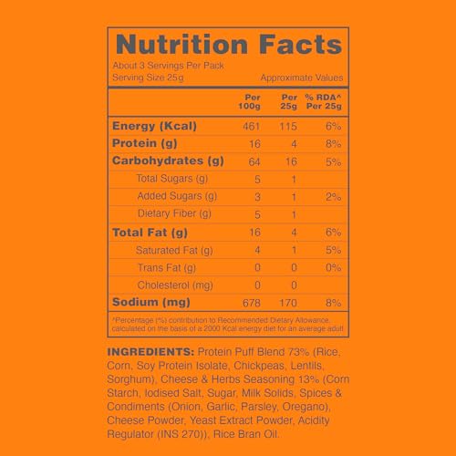 Image of Taali Protein Puffs Snacks - Cheese & Herbs |Tasty Healthy Snacks |Gluten Free Snacks with 100% Plant Protein,100% Vegetarian | No Trans Fat, No Cholesterol, Roasted Not Fried (Pack of 4 x 74 gms)