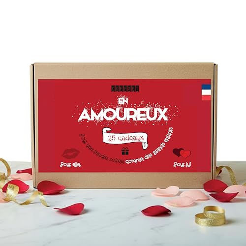 En Amoureux Boîte Surprise Saint-Valentin pour Couple, 25 Surprises Sexy et Amusantes, Cadeau Romantique Adultes Format A4, Jeux Intimes et Accessoires