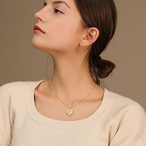 Star Gold Necklace Lockets For Little Girls Daughter Heart Necklace Jewelers Solid Yellow Gold 12Mm Roses Heart Locket Pendant- For Photos, Girls Locket Necklaces Ages 5-7 (As Show, One Size) #TOP3