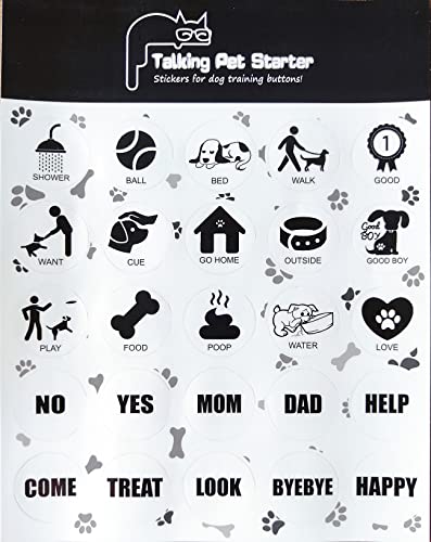 BOSKEY Dog Stickers, 25 Modern Pet Training Actions, Black-White, Paper, Indoor, Single Use