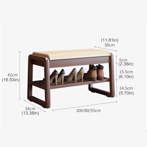 Banco Zapatero Entrada Recibidor con Asiento Banco Almacenaje Mueble Zapatero Estrecho Banqueta Dormitorio Banco Pie de Cama Banco Vestuario Taburete Vestidor para Recibidores de Entrada(Walnut color, - imagen 3