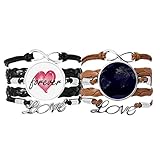 Liefermenge: 2 x Armband Bestchong Mystery Space Planet Erde Flugkarte Armband Handschlaufe Leder Seil Forever Love Armband Doppelset