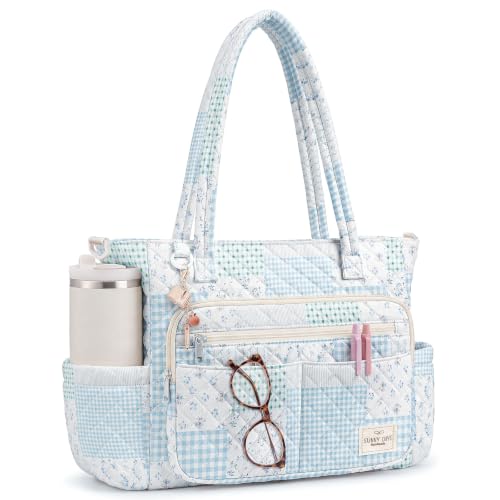 WOBAGMEN Teacher Tote Bag for Women, Quilted Floral Laptop Work Tote by WOBAGMEN - Used condition - US$32.66
