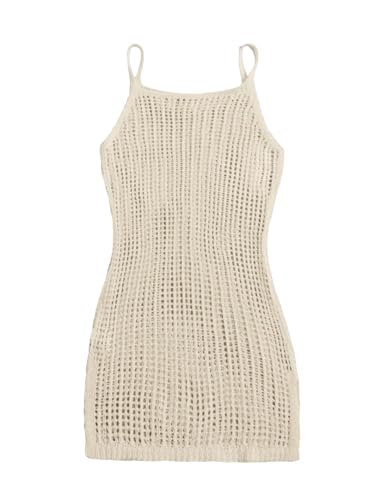 Image of Milumia Girl's Knitted Split Hem Cami Beach Dress Coverup Sleeveless Swimsuit Cover Ups