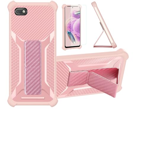 Case for Aspera A45 Phone Case Stand Cover [with Tempered Glass Screen Protector] Hybrid Case [Folding Support Magnetic] [Frosted Anti-Fingerprint] Pink