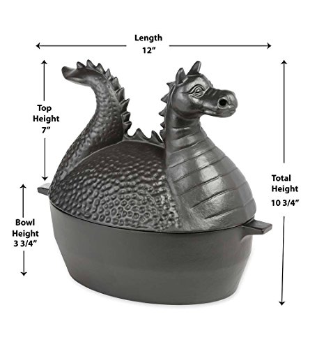 image for Plow & Hearth Dragon Wood Stove Steamer | Cast Iron Fireplace Humidifi