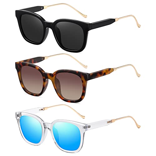 Polarized Sunglasses for Women Men Classic Square Sunglasses Retro Trendy Shades Sun Glasses UV400 Protection Lens