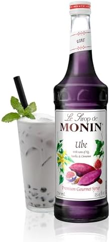 Monin - Ube Blend Syrup, Savory & Sweet, Blended With Notes of Fig, Cinnamon & Vanilla, Great for Lemonades, Boba Tea, & Coffee, Dairy-Free, No Artificial Sweeteners, Gluten-Free (Glass, 750 mL)